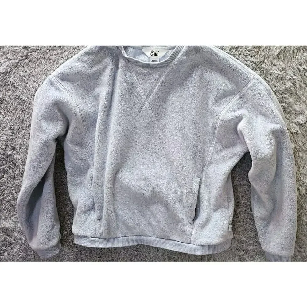 Athleta girl Feeling’ Good 2.0‎ Blue Fuzzy Sweatshirt Top Girls 7